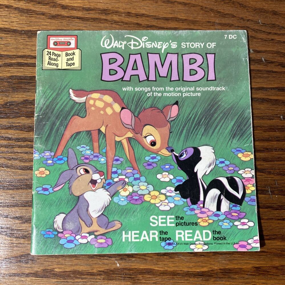 Walt Disney Bambi Read Along Book ONLY NO Cassette Tape Excellent 1977